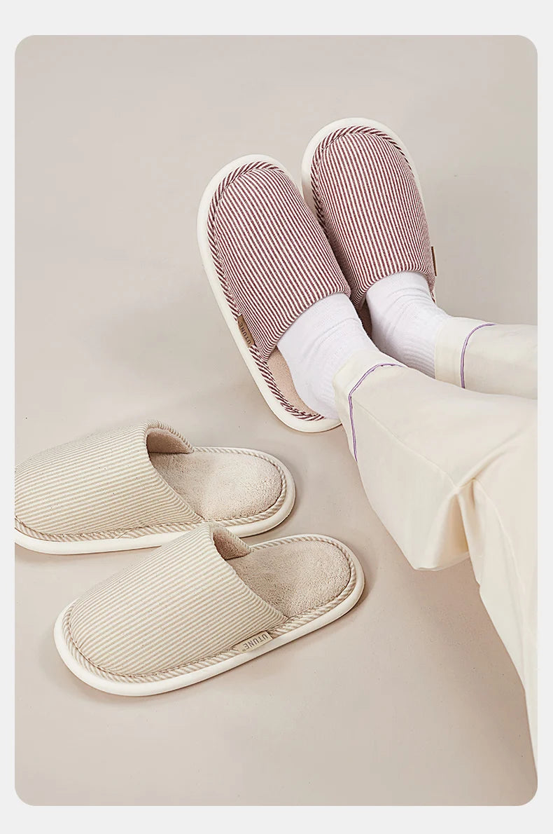 UTUNE All-Season Breathable Cotton Slippers|Minimalist Design Antibacterial and Odor-Resistant Interior|Unisex Home Slippers