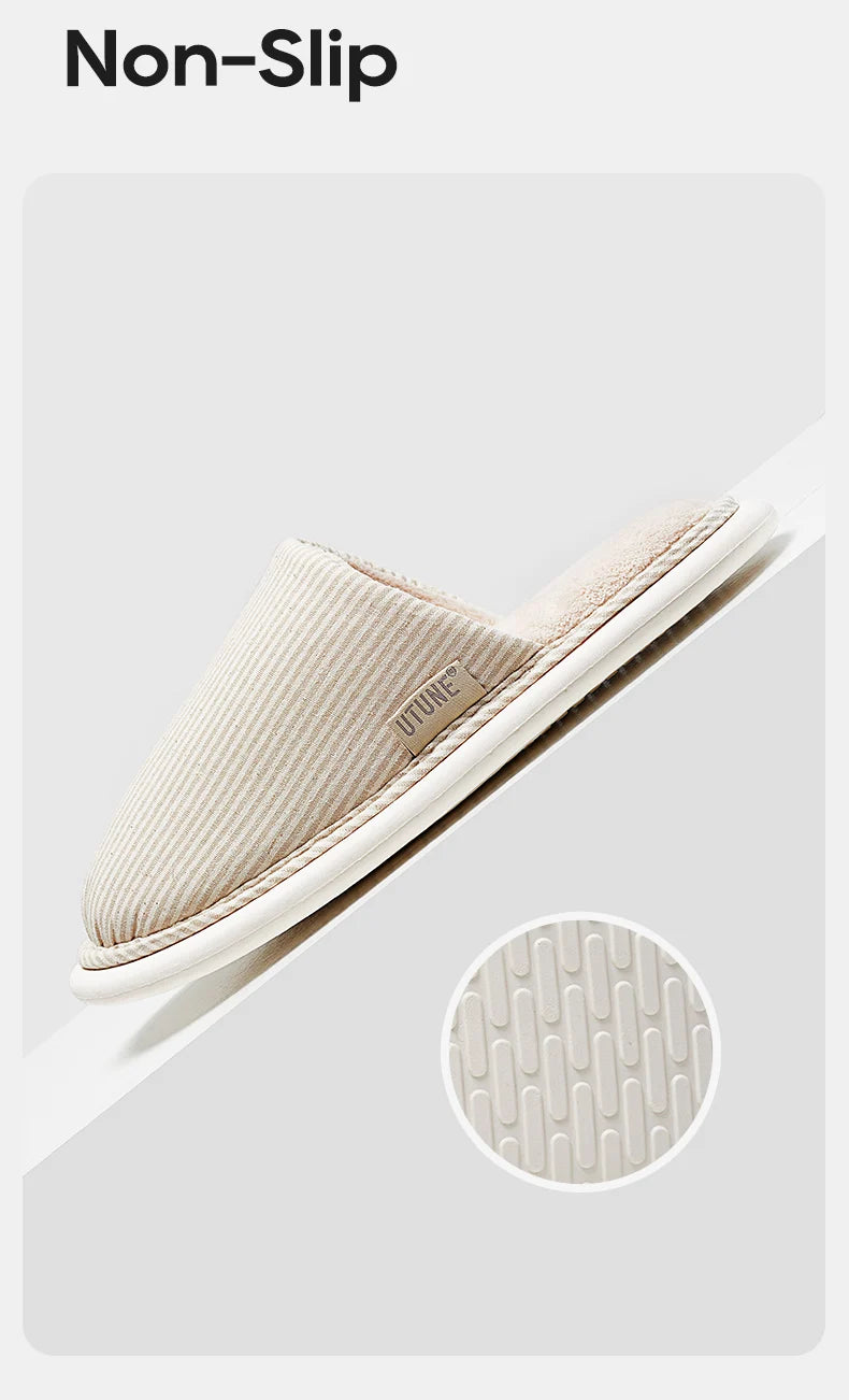 UTUNE All-Season Breathable Cotton Slippers|Minimalist Design Antibacterial and Odor-Resistant Interior|Unisex Home Slippers