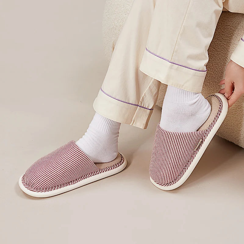 UTUNE All-Season Breathable Cotton Slippers|Minimalist Design Antibacterial and Odor-Resistant Interior|Unisex Home Slippers