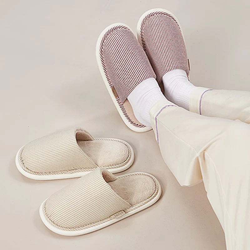 UTUNE All-Season Breathable Cotton Slippers|Minimalist Design Antibacterial and Odor-Resistant Interior|Unisex Home Slippers