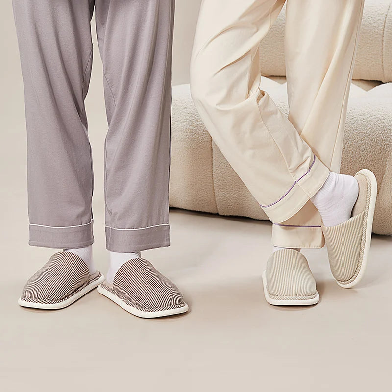 UTUNE All-Season Breathable Cotton Slippers|Minimalist Design Antibacterial and Odor-Resistant Interior|Unisex Home Slippers