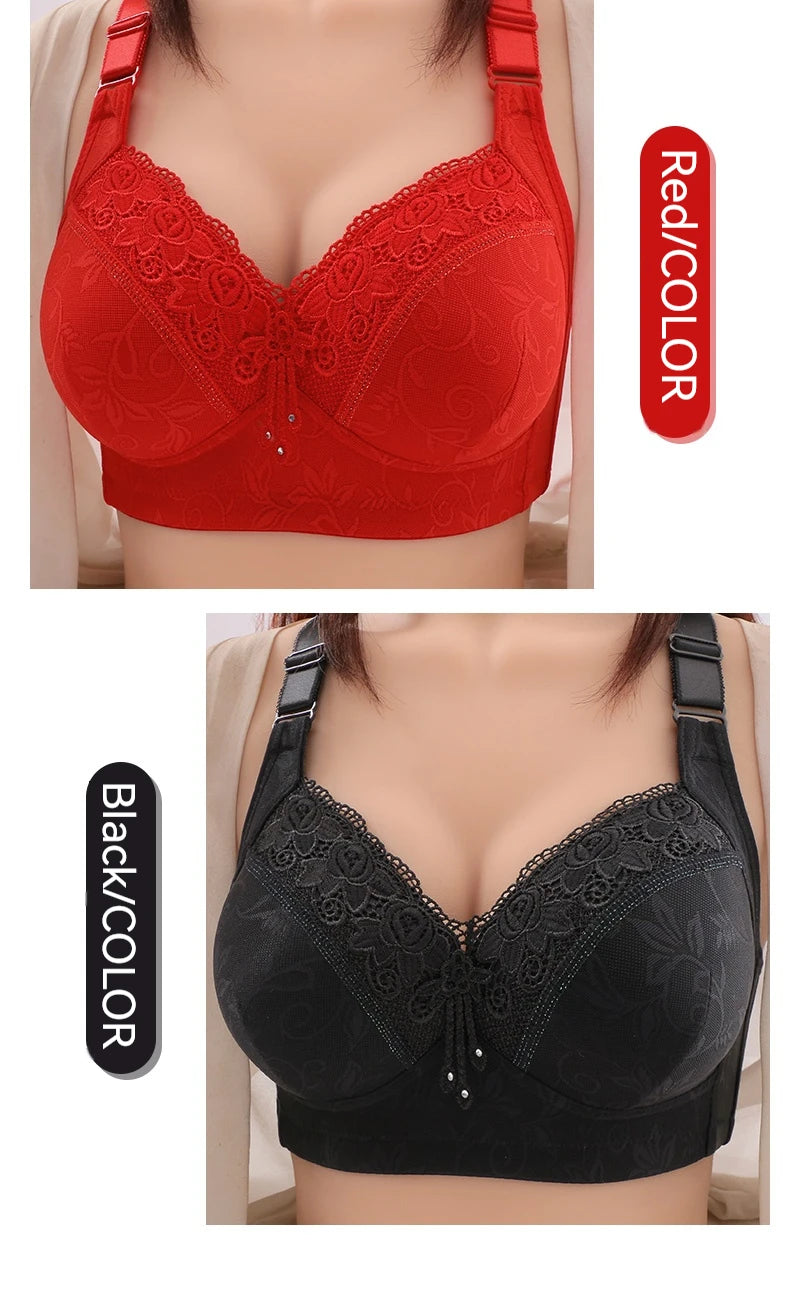 Womens Lace Bras Ultra-Thin Perspective Bralette Deep V Bra Sexy Lingerie Tops Plus Size  Cup Mom's underwear