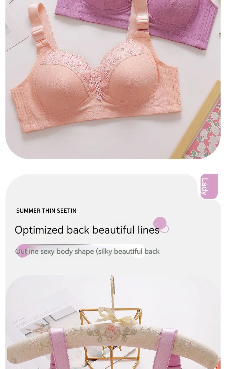 Womens Lace Bras Ultra-Thin Perspective Bralette Deep V Bra Sexy Lingerie Tops Plus Size  Cup Mom's underwear