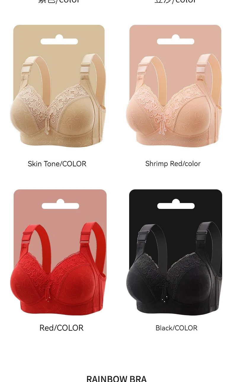 Womens Lace Bras Ultra-Thin Perspective Bralette Deep V Bra Sexy Lingerie Tops Plus Size  Cup Mom's underwear