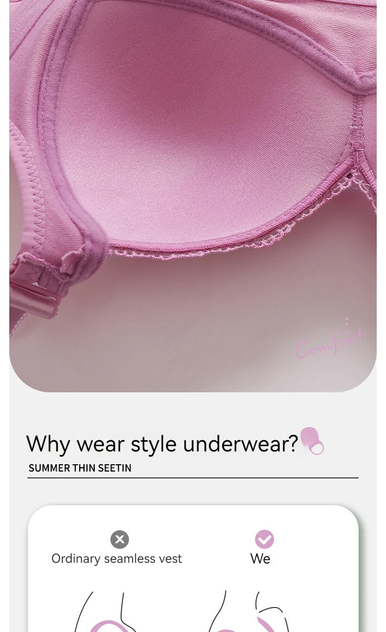 Womens Lace Bras Ultra-Thin Perspective Bralette Deep V Bra Sexy Lingerie Tops Plus Size  Cup Mom's underwear