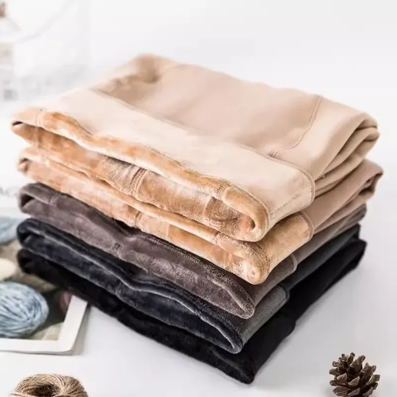 Winter Warm Leggings Women's Thermal Pants Polar Pantyhose Sock Lined Pants Velvet Tights Skin Effect High Waist Wool Leggings