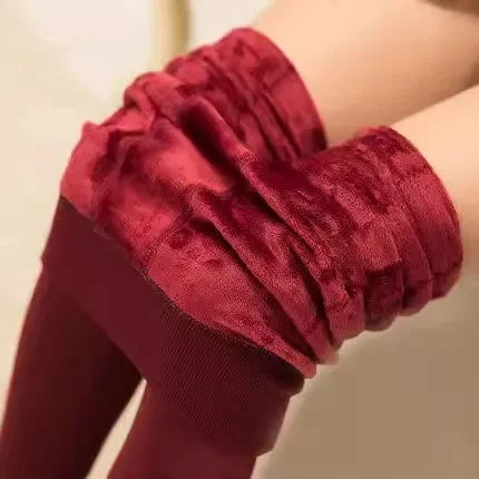 Winter Warm Leggings Women's Thermal Pants Polar Pantyhose Sock Lined Pants Velvet Tights Skin Effect High Waist Wool Leggings