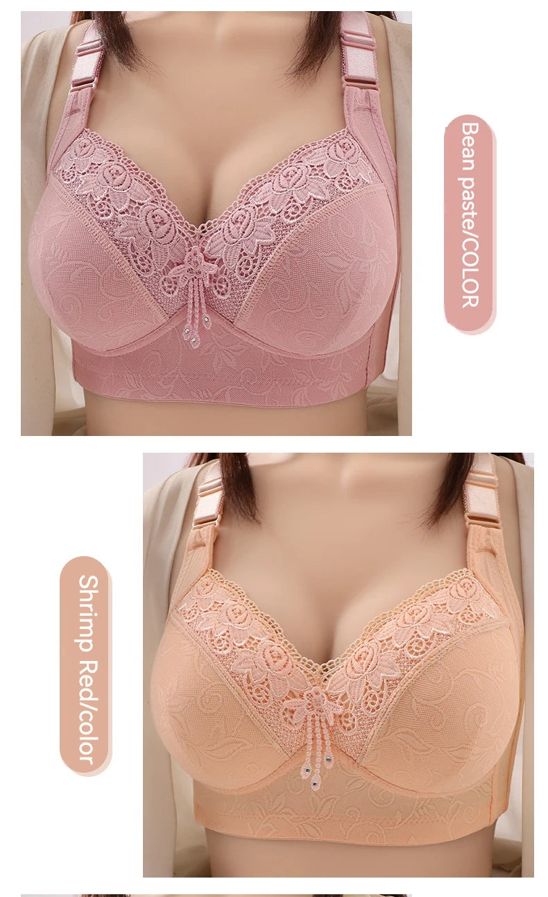 Womens Lace Bras Ultra-Thin Perspective Bralette Deep V Bra Sexy Lingerie Tops Plus Size  Cup Mom's underwear