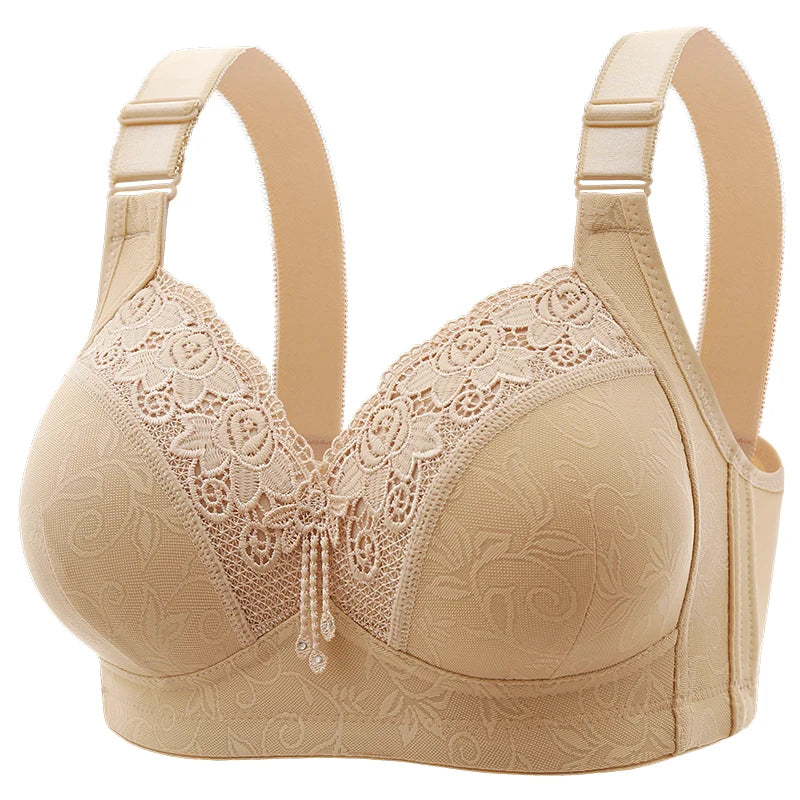 Womens Lace Bras Ultra-Thin Perspective Bralette Deep V Bra Sexy Lingerie Tops Plus Size  Cup Mom's underwear